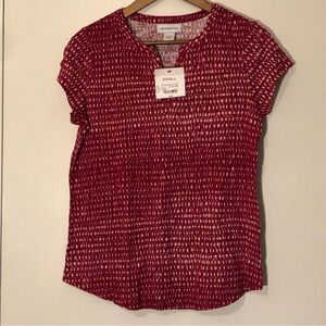 💙 Liz Claiborne Split Neck Tee / Small / Pink Red / NWT 💙